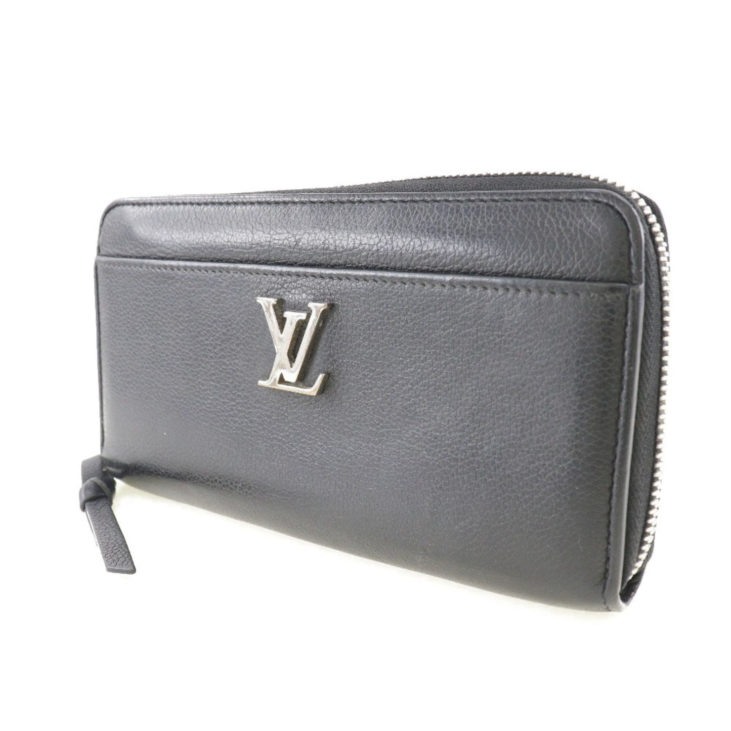 LOUIS VUITTON Portefeuille Lock Me Long Wallet Zippy Leather Black UB3168 Ladies