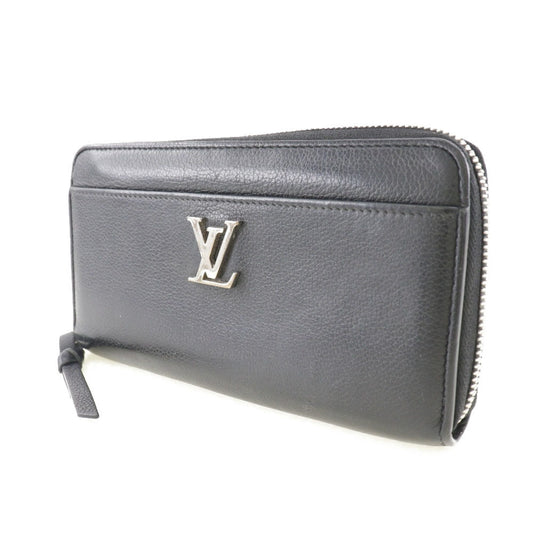 LOUIS VUITTON Portefeuille Lock Me Long Wallet Zippy Leather Black UB3168 Ladies