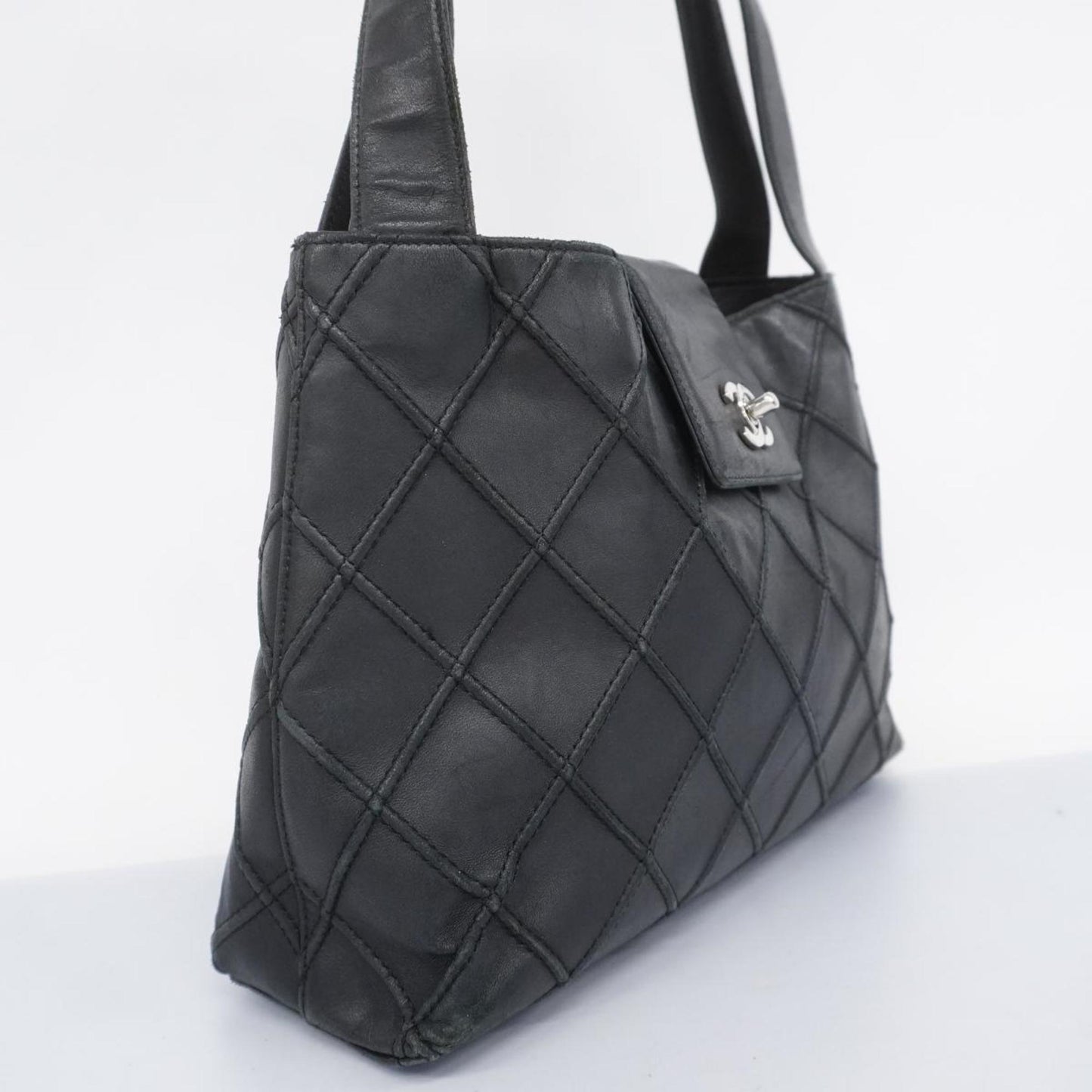 Chanel Shoulder Bag Bicolor Lambskin Black Women's