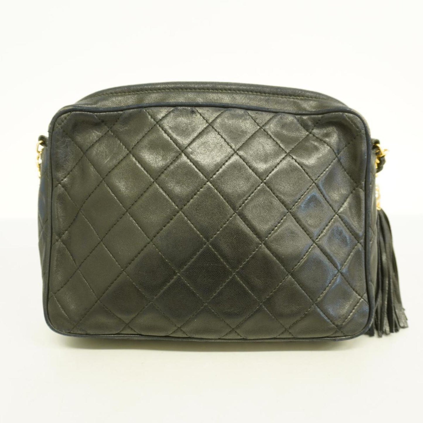 Chanel Shoulder Bag with Matelasse Bag, Lambskin, Black, Women's