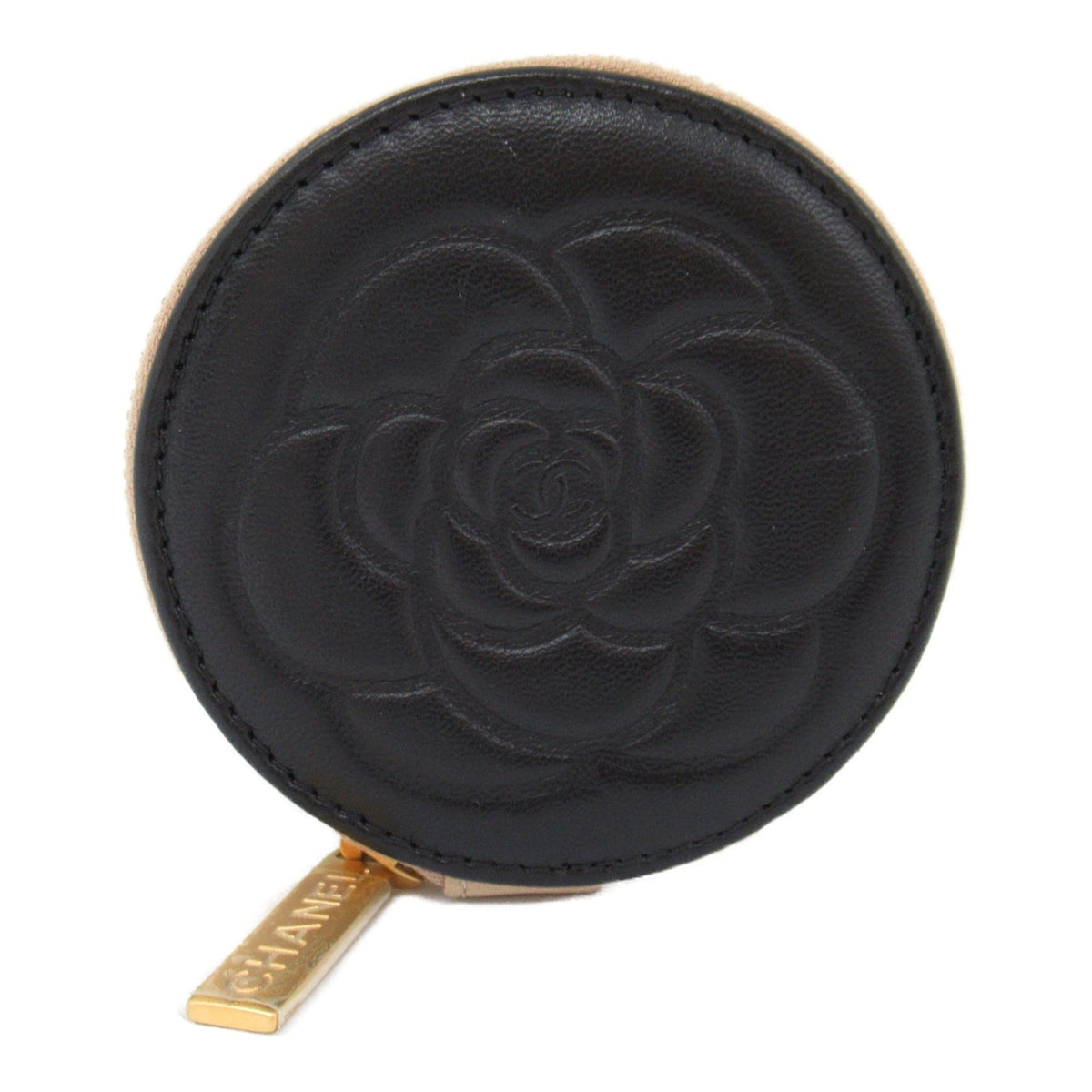 CHANEL Pouch Black Beige Lambskin (sheep leather)