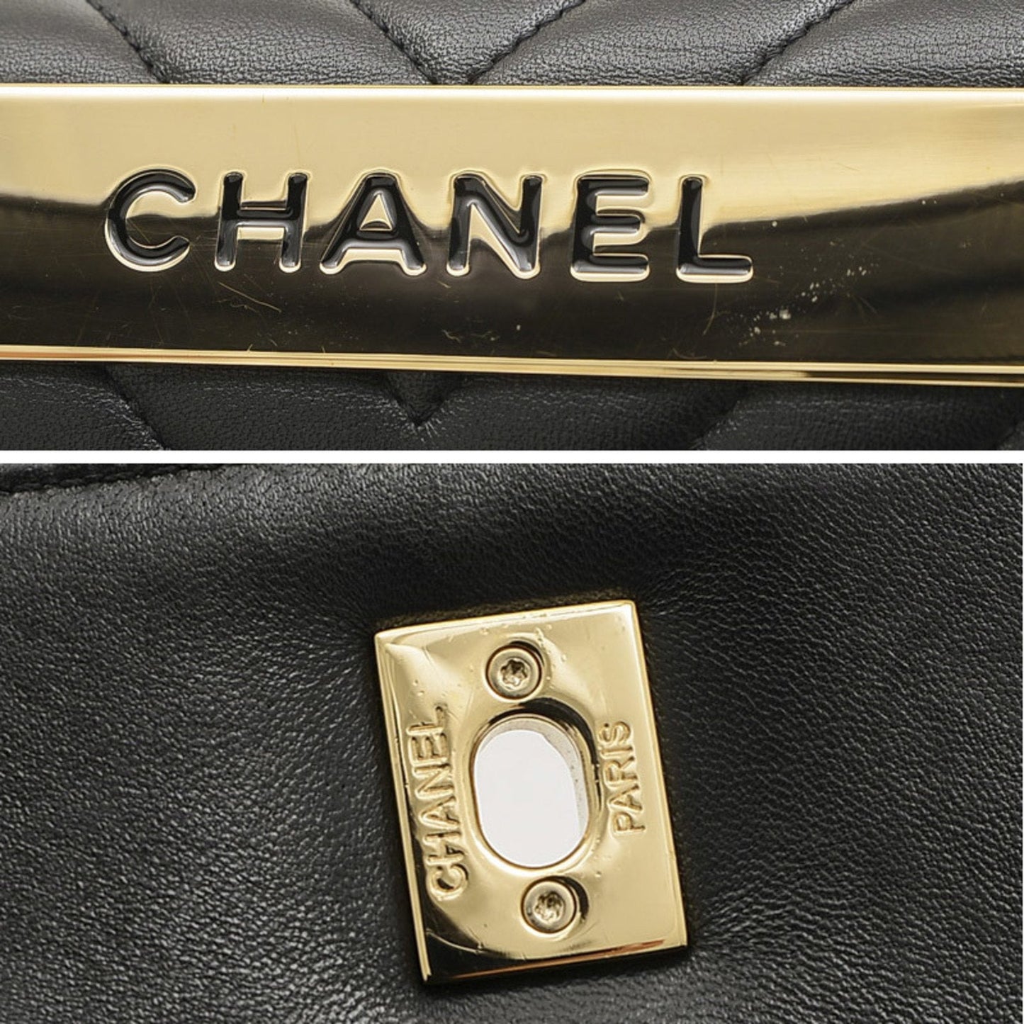 CHANEL Top Handle 2Way Chain Shoulder V Stitch Lambskin Black A69923