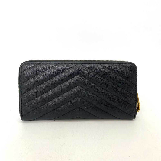 Saint Laurent Wallet Long Round Dark Navy YSL Monogram Quilted Full Zip Ladies Leather 358094 SaintLaurent