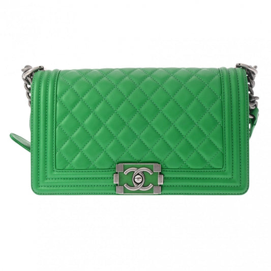 CHANEL Boy Chanel Chain Shoulder Bag 25cm Green A67086 Women's Lambskin