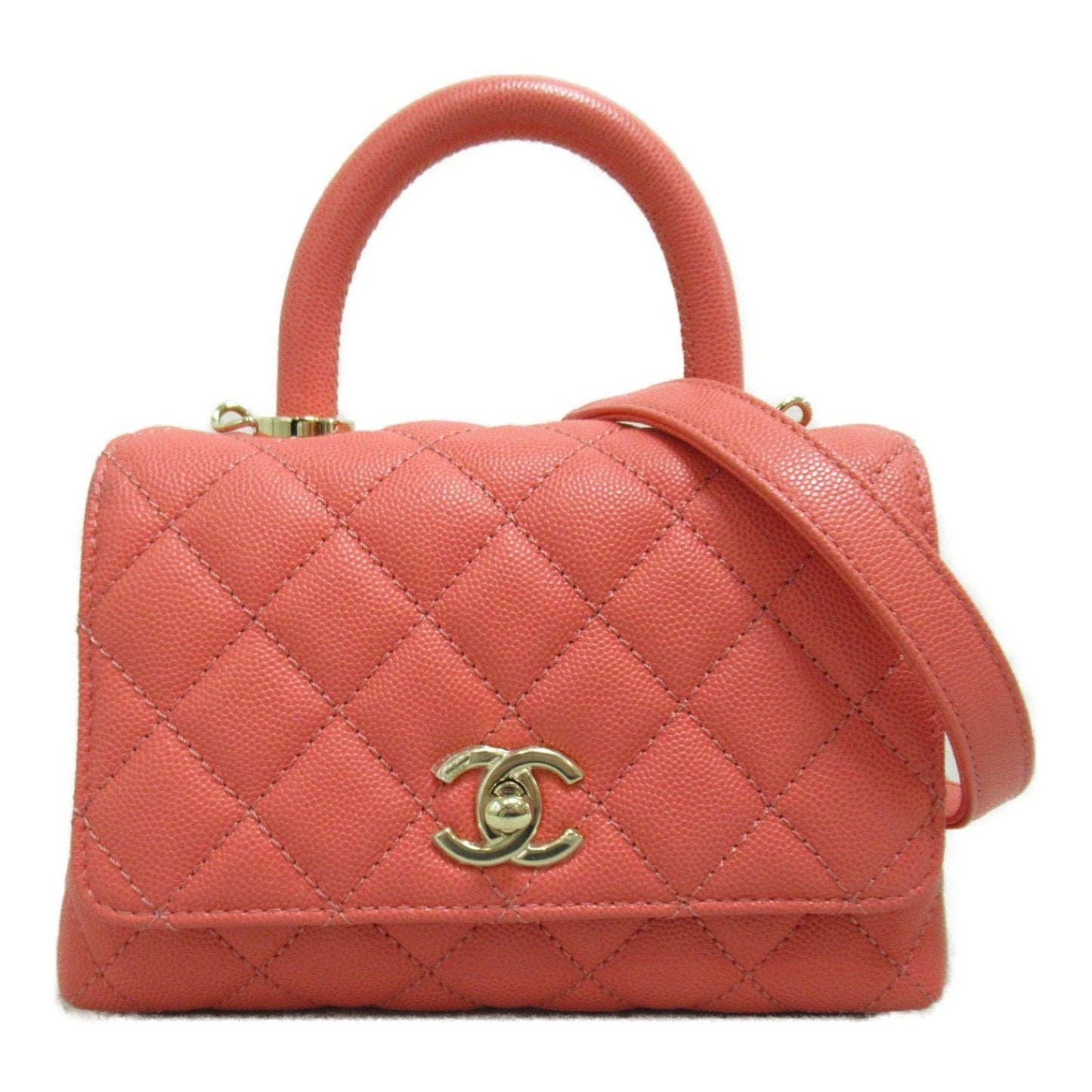 CHANEL Coco Handle Matelasse 2-way Shoulder Bag Caviar Skin (Grained Calf) Women's Pink
