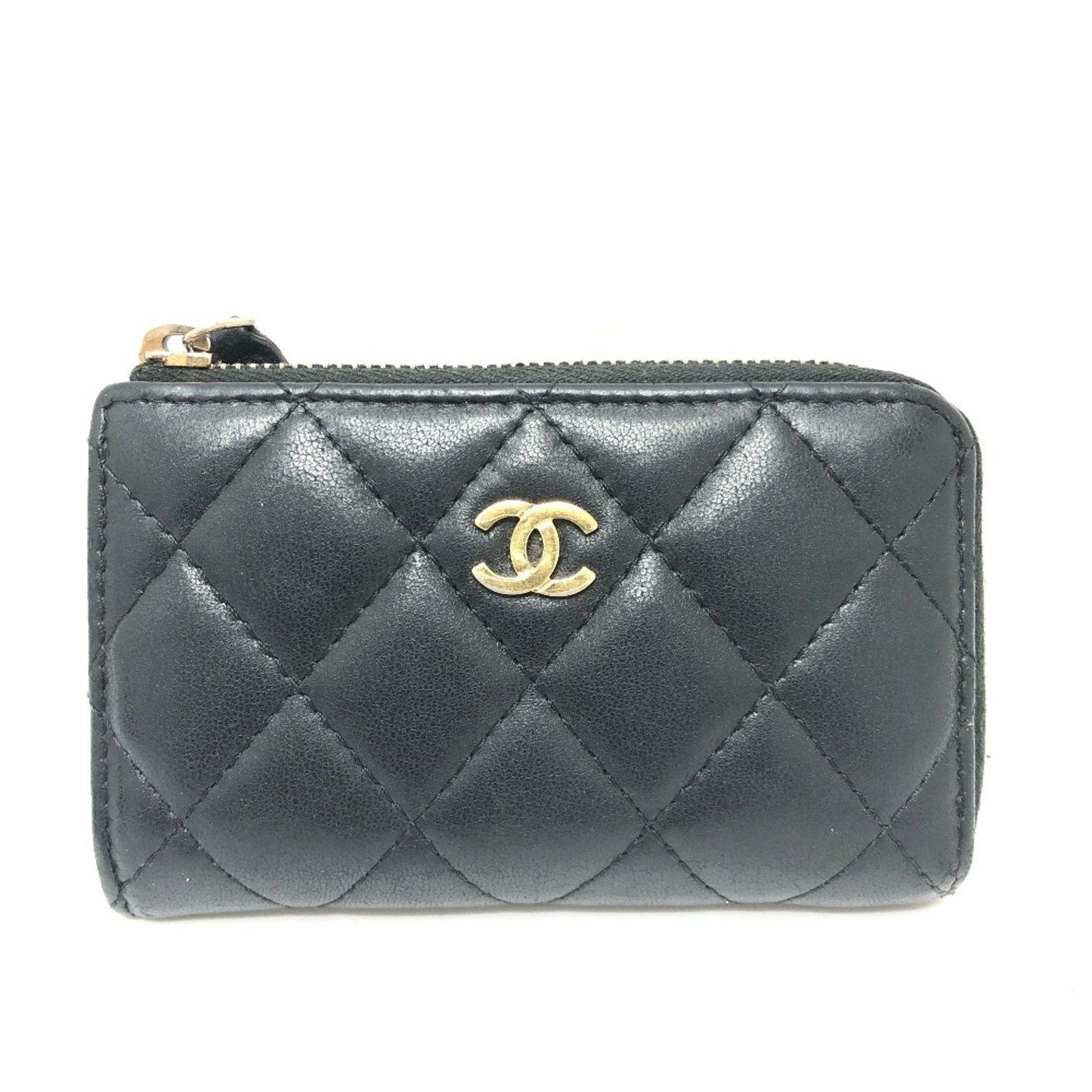 Chanel L-shaped Coin Compartment coin purse wallet coin compartment coin purse Black GoldHardware