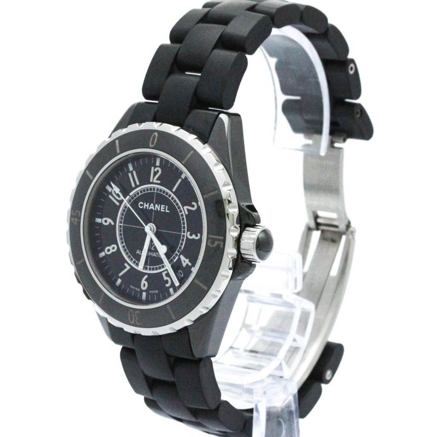 Polished CHANEL J12 Ceramic Rubber Automatic Mens Watch H0684 BF572572