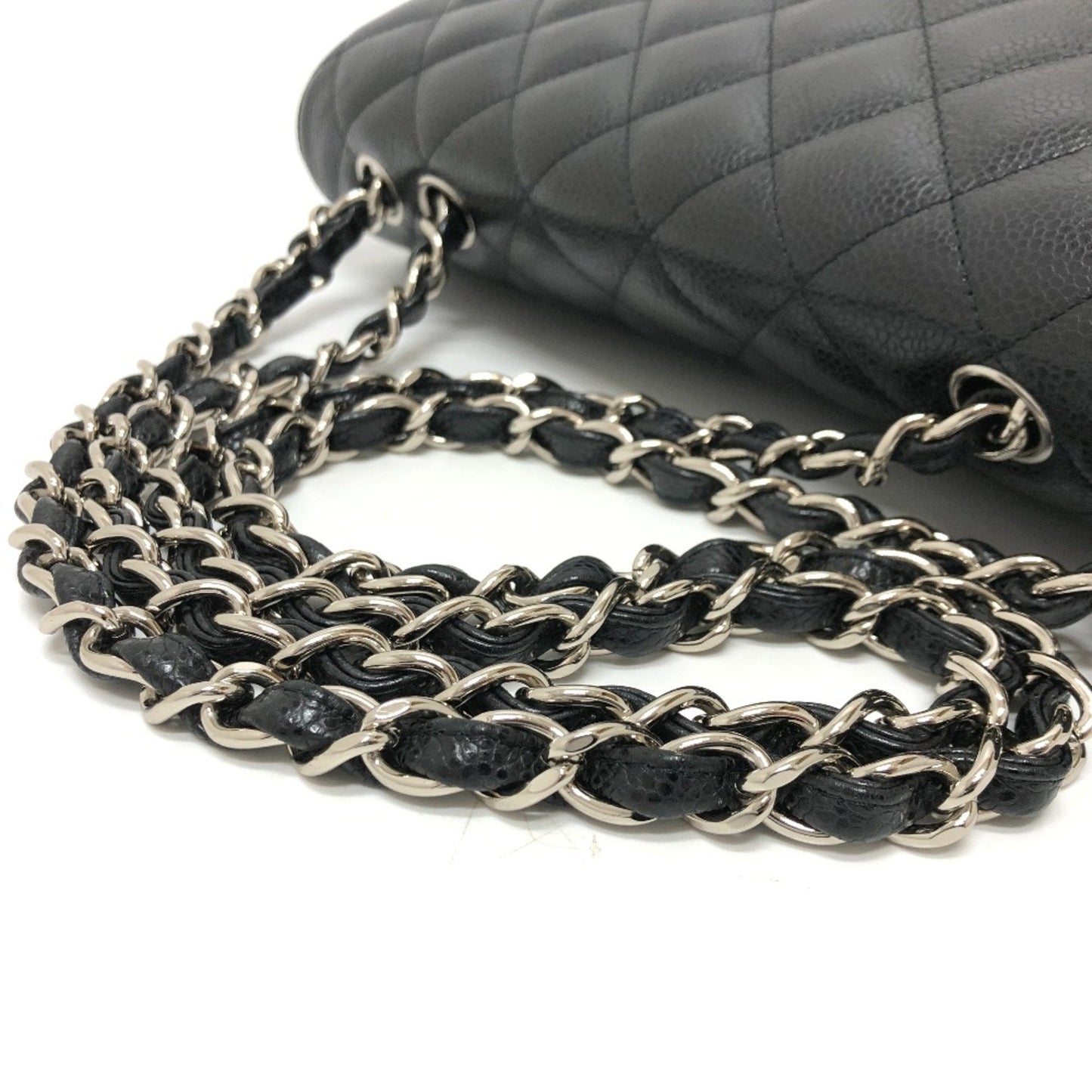 Chanel A28600 Double Chain Crossbody Bag Shoulder Bag Black SVHardware