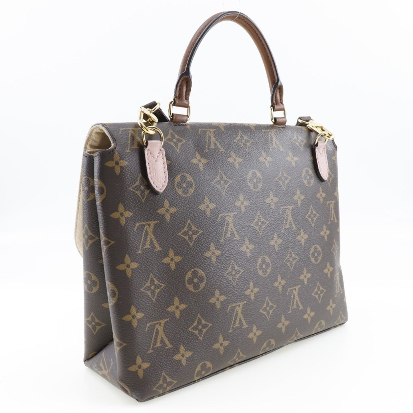 LOUIS VUITTON Marignan Handbag 2WAY Shoulder M43960 Monogram Canvas x Calf Rose Poodle Brown/Pink AR4128 Ladies