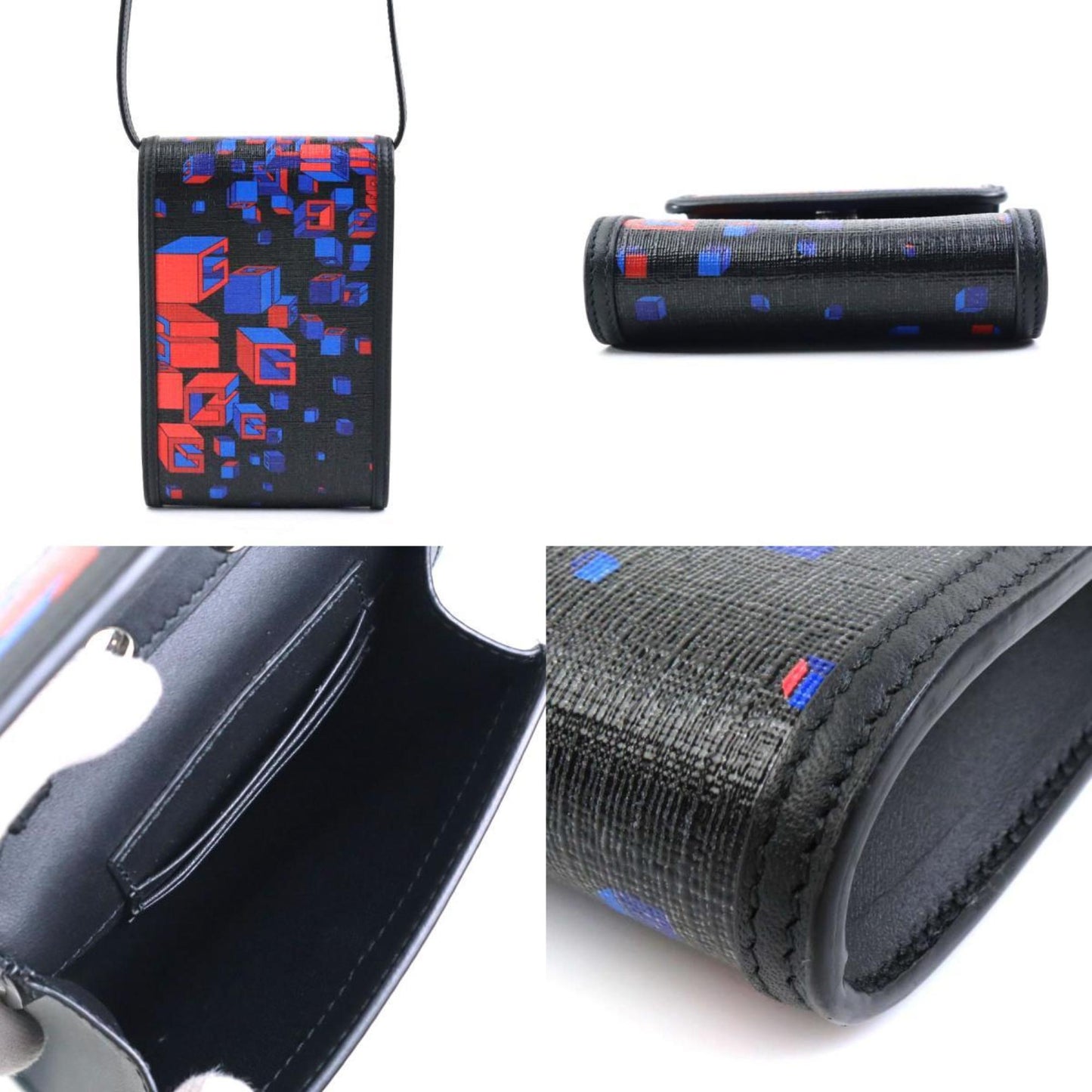 Gucci Black Blue Red Color Pvc Leather Pochette Shoulder Bag