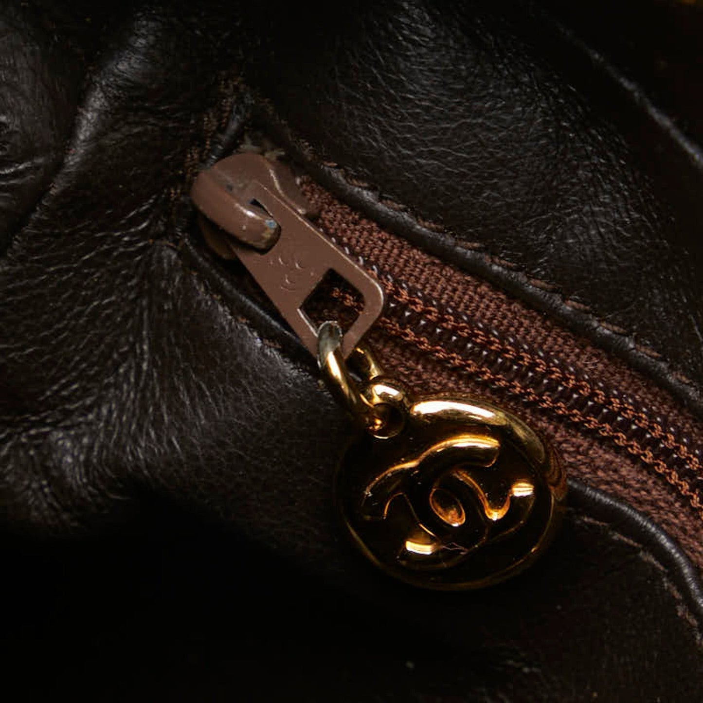 Chanel Triple Coco Mark Shoulder Bag Camel Brown Gold Leather Women's CHANEL