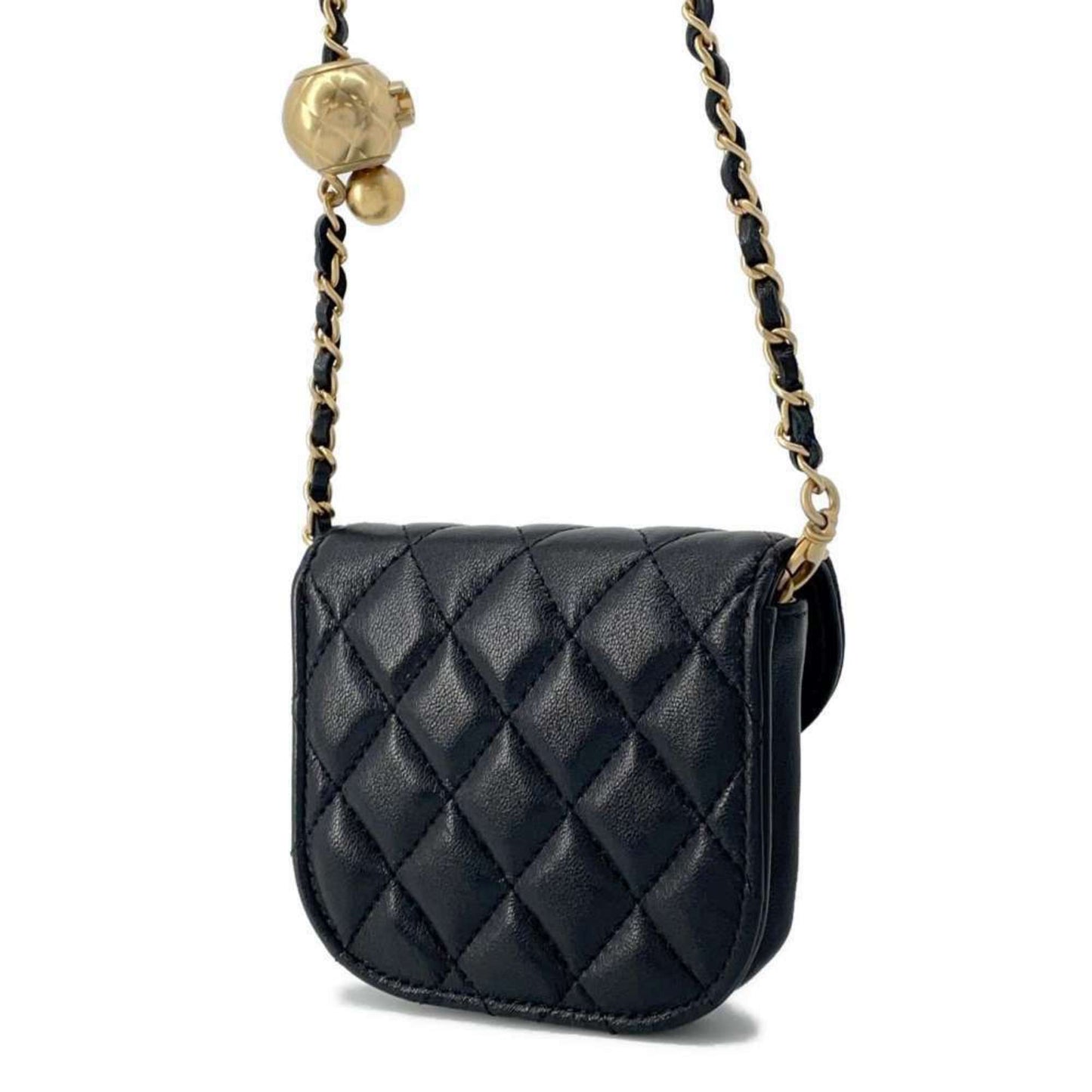 Chanel Waist Bag Matelasse Coco Mark Lambskin AP1461 2way Shoulder Ball Black