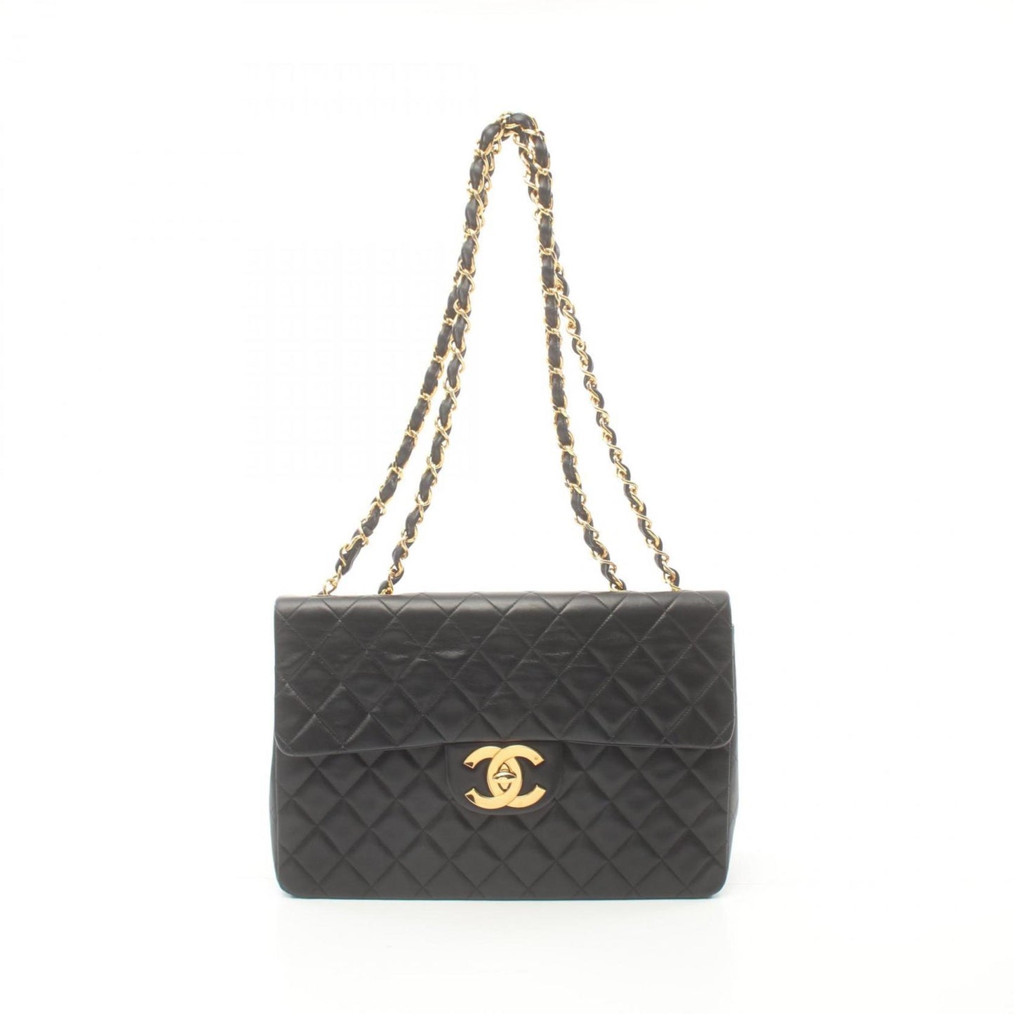 CHANEL Deca Matelasse 34 Shoulder Bag, Lambskin, Women's, Black, A01094