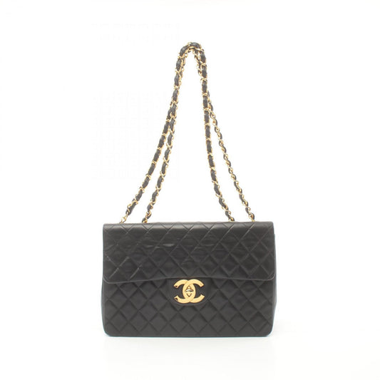 CHANEL Deca Matelasse 34 Shoulder Bag, Lambskin, Women's, Black, A01094