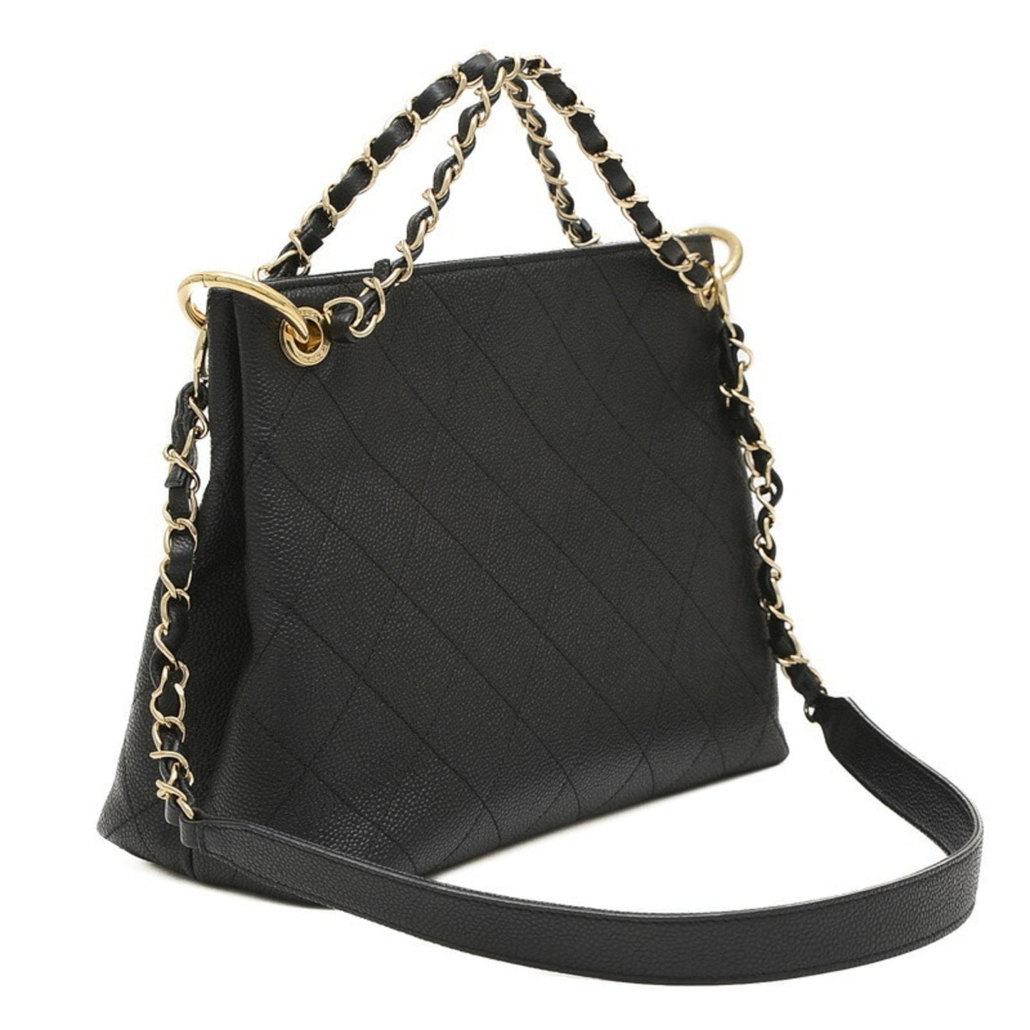 Chanel Matelasse 2-Way Chain Shoulder Bag in Caviar Skin, Black