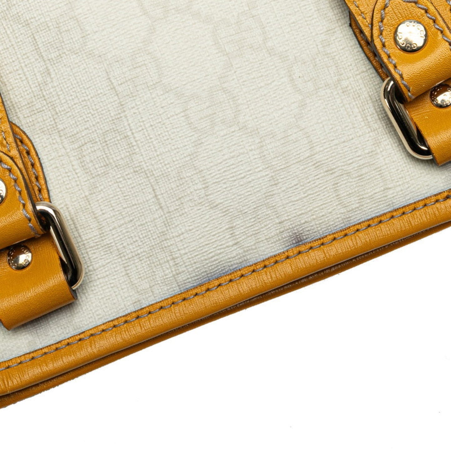 Gucci White Yellow Pvc Leather Tote Bag