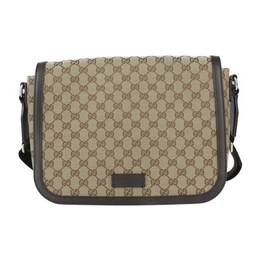 Gucci Beige Brown Gg Canvas Leather Handbag Messenger Bag Shoulder Bag Tote Bag ()