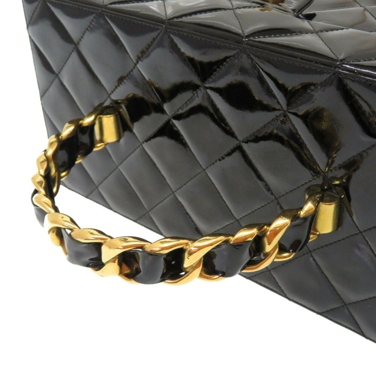 Chanel Matrasse Enamel Black 2nd Gold Metal Fittings Vintage Coco Mark Turn Lock Vanity Bag 0032 CHANEL