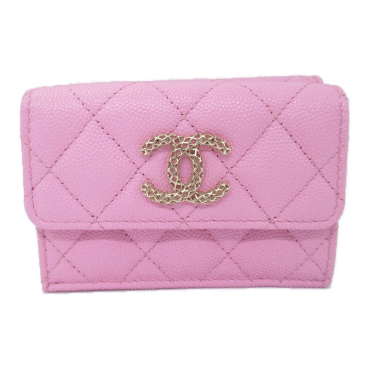 CHANEL Classic Small Flap Wallet Tri-fold Caviar Skin (Grained Calfskin) Women's Pink