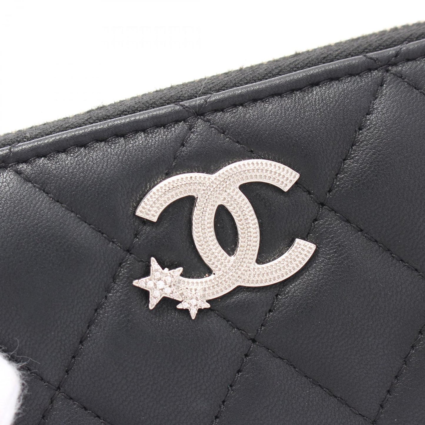 CHANEL Coco Mark Wallet/Coin Case Wallet Lambskin Women's Black