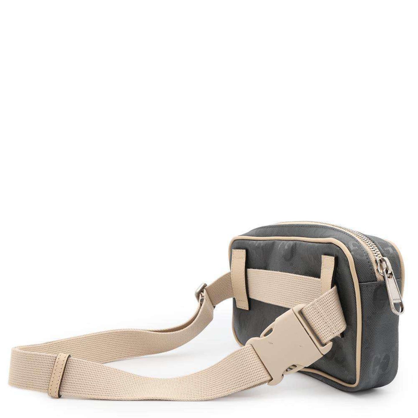 Gucci Gray Ivory Nylon Leather Sling Bag