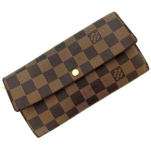 Louis Vuitton Portofeuil Sara Damier Ebene N61724 Long Bi-Fold Wallet Canvas CA2058 LOUIS VUITTON Coin Purse Flap Women's Men's