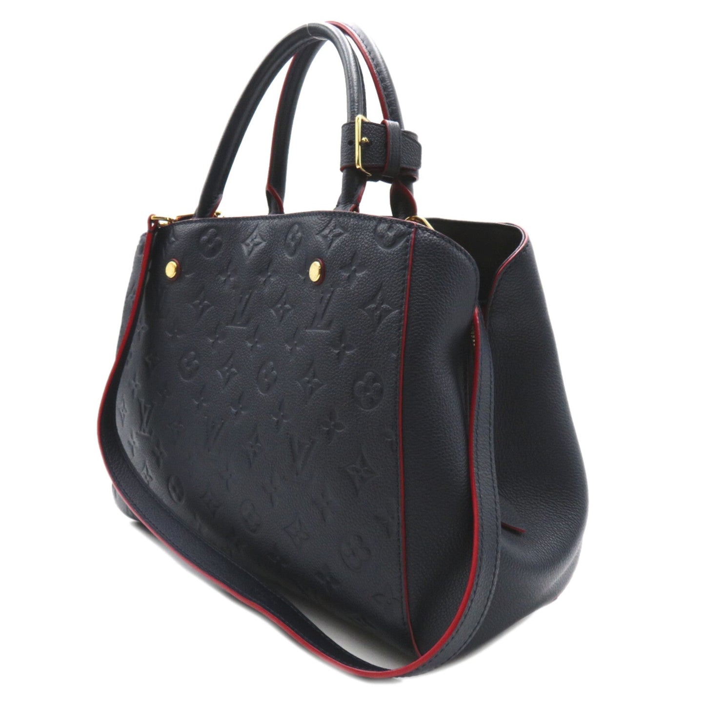 LOUIS VUITTON Montaigne MM Navy Red MarineRouge Monogram empreinte leather M42746
