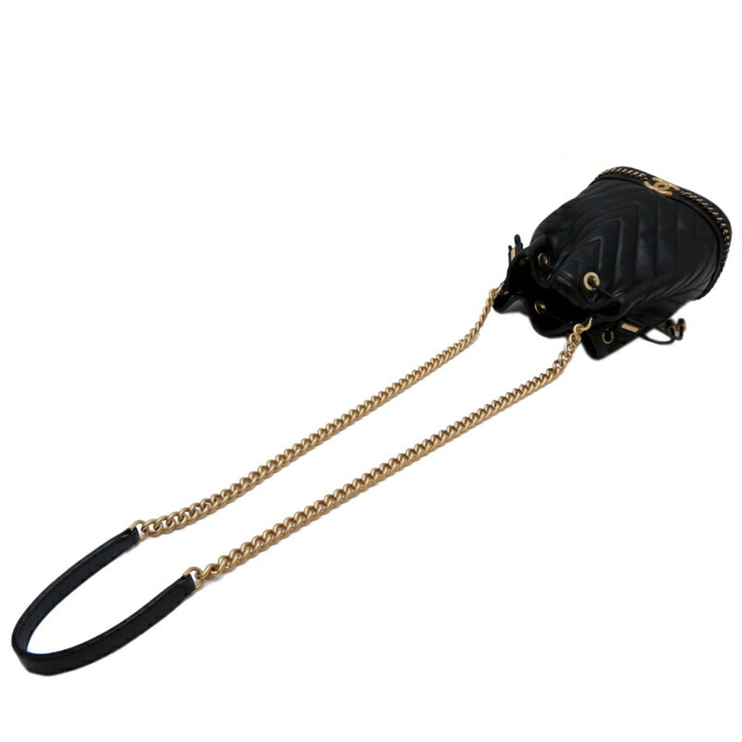Chanel V-Stitch Chain Women's Shoulder Bag, Lambskin, Black