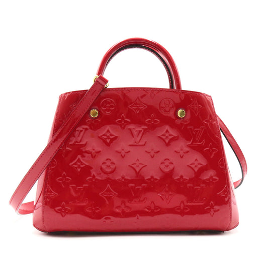LOUIS VUITTON Montaigne BB Red Rose Litchi Vernis Patent leather M50187