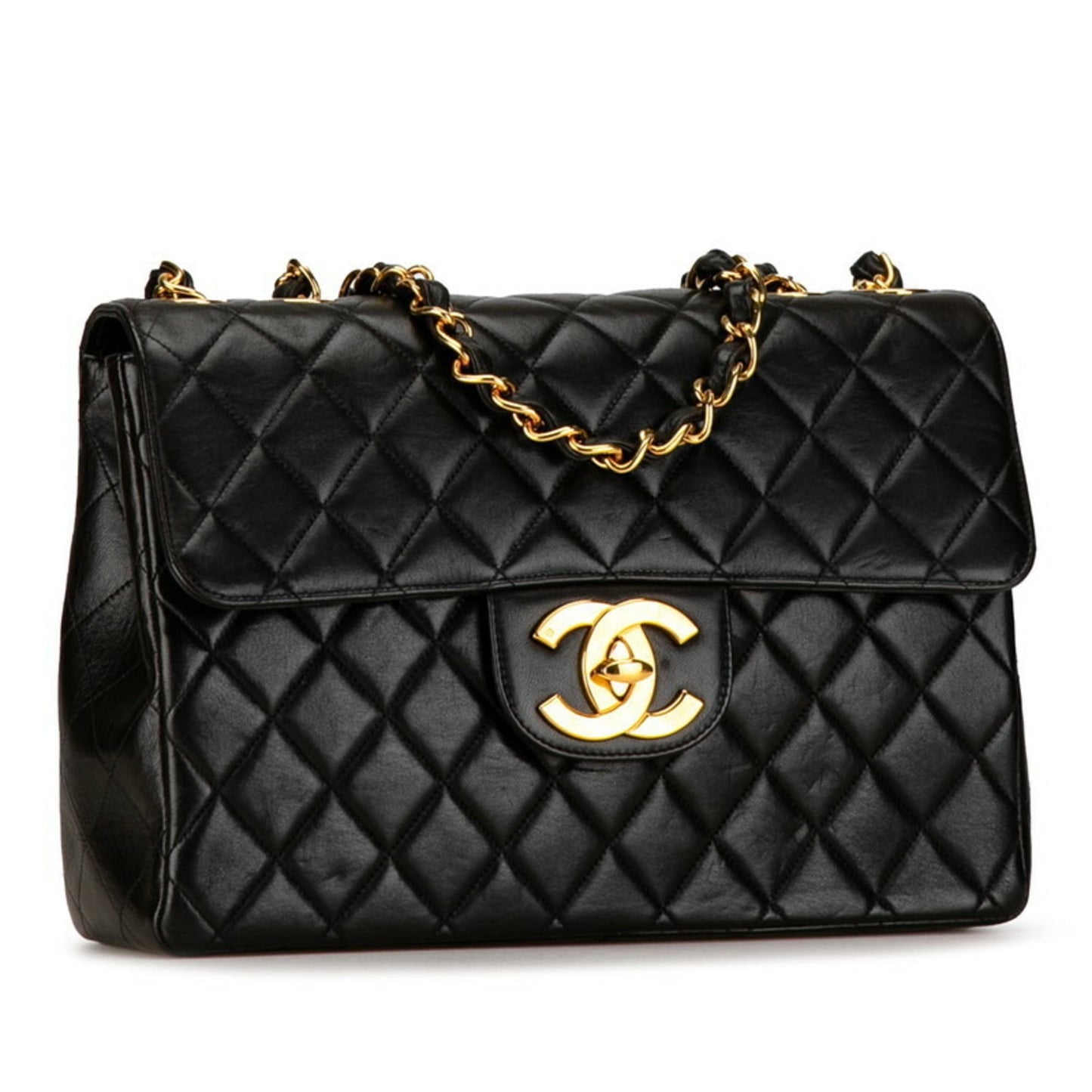 Chanel Matelasse 30 Coco Mark Chain Shoulder Bag Black Lambskin Women's CHANEL