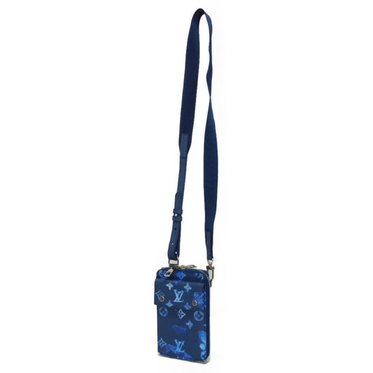 LOUIS VUITTON Shoulder Bag Phone Pouch LV Logo Flower Crossbody Monogram Water Color Navy Blue M80466 Men's