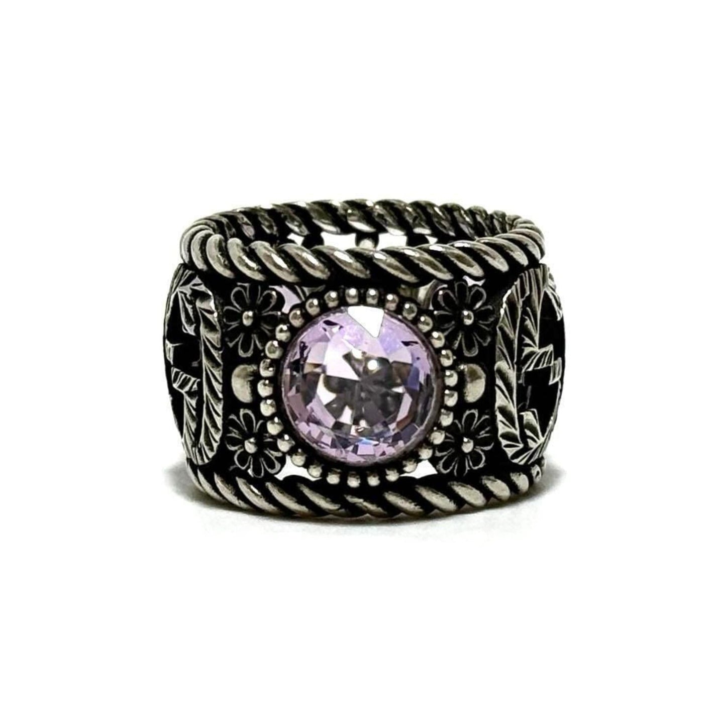 Gucci Silver Rhinestone Silver 925 Band Ring