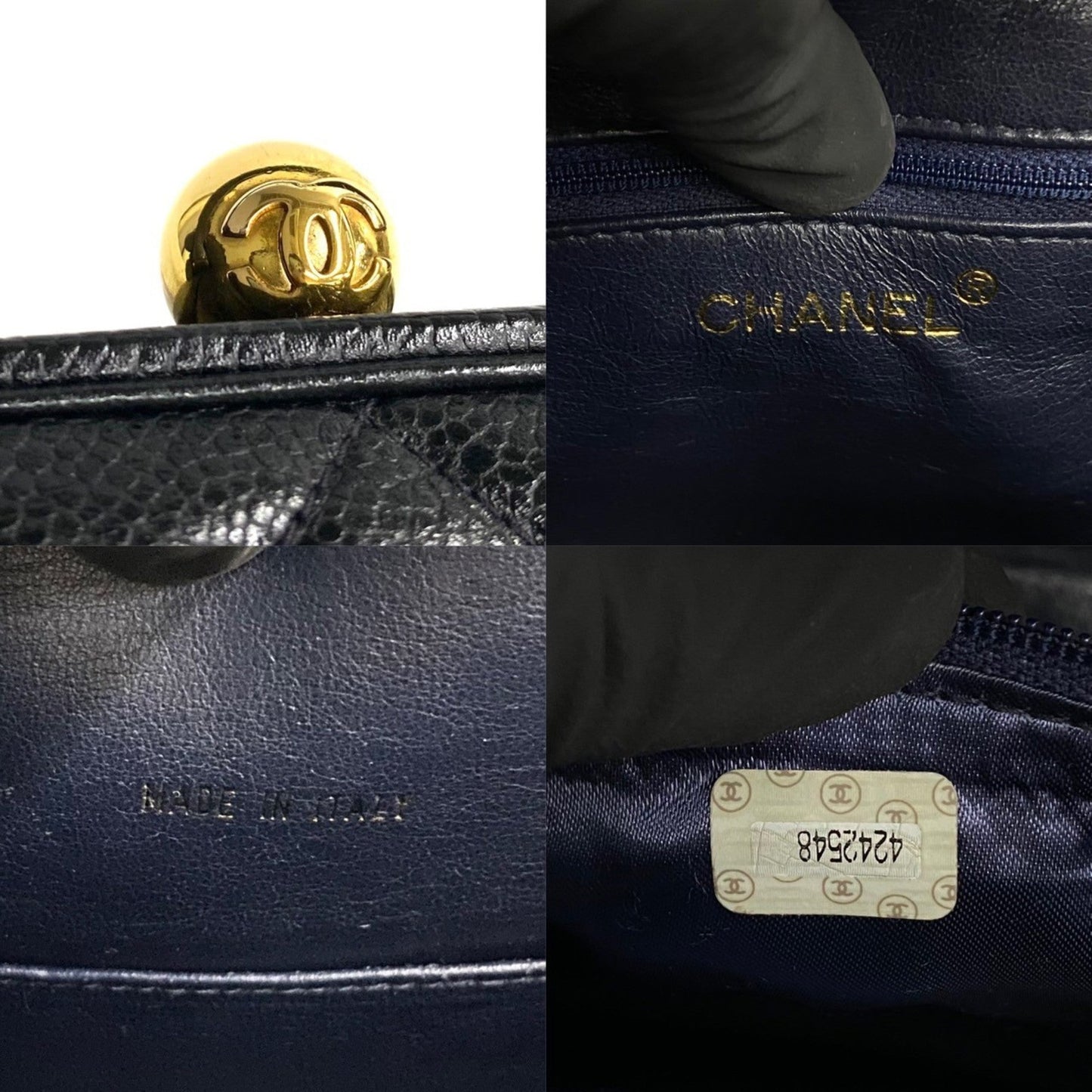 CHANEL Chanel Matelasse Coco Mark Caviar Skin Leather Handbag Tote Bag Black b76-3