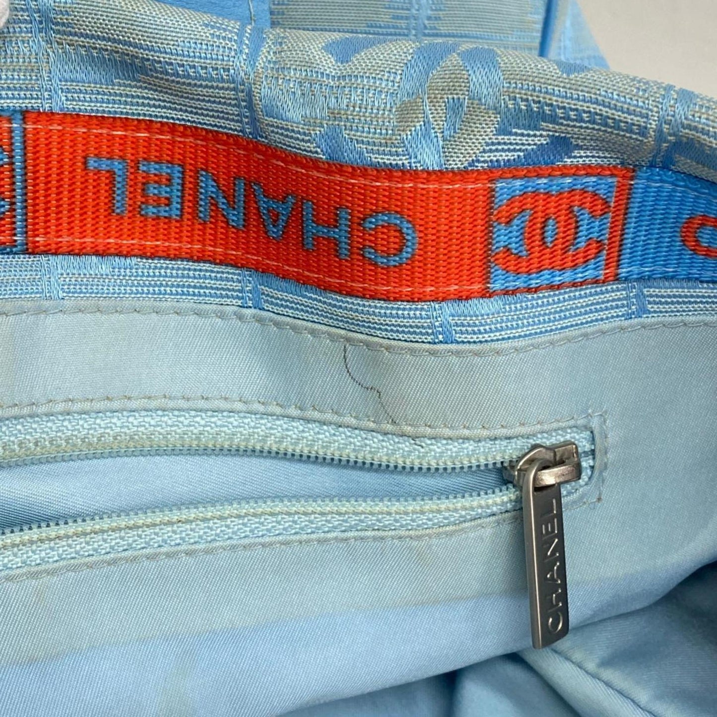 Chanel Tote Bag New Travel Nylon Light Blue Women's