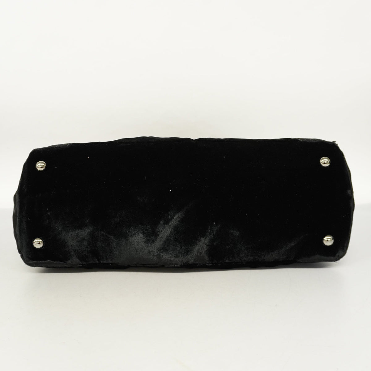 CHANELAuth  Boston Bag Men,Women, Satin,Leather Boston Bag Black
