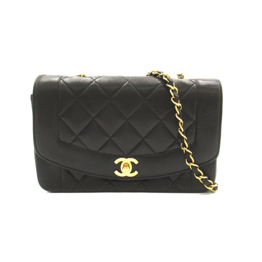 CHANEL Matelasse Diana ChainShoulder Black Lambskin (sheep leather)