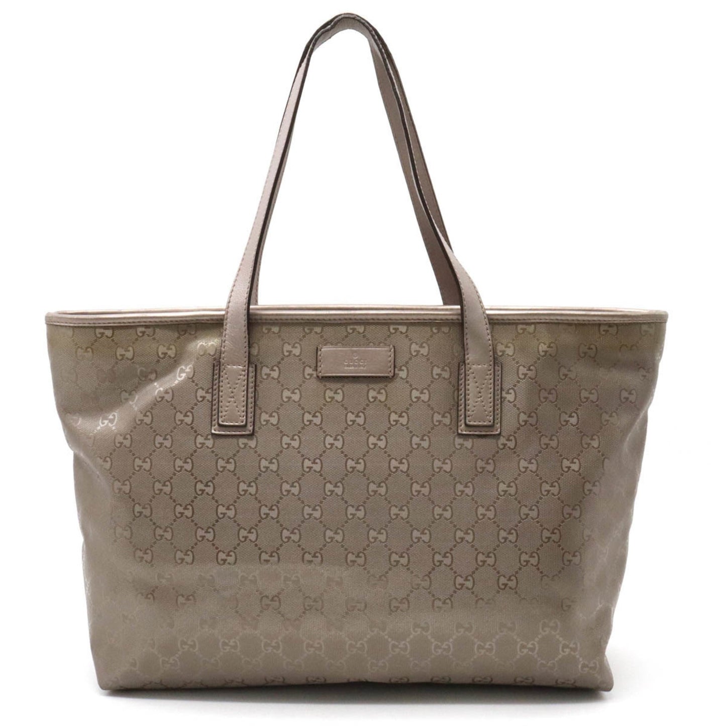 GUCCI GG Implement Tote Bag Shoulder PVC Metallic Leather Pink Silver 211137
