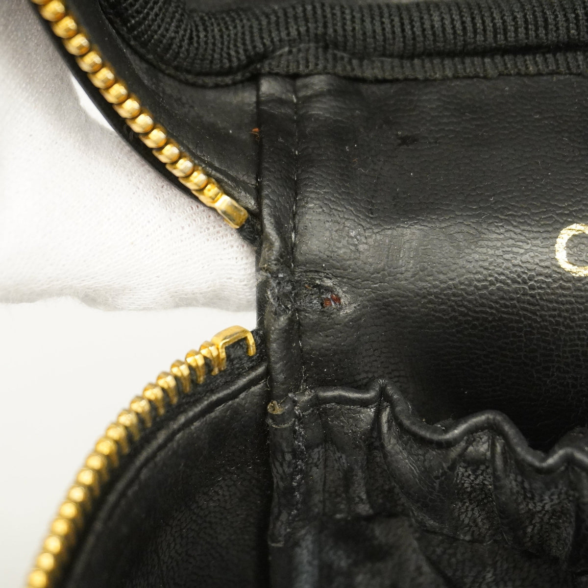 Chanel[3ca0286] Auth  Vanity Bag Bicolore Lambskin Black Gold metal