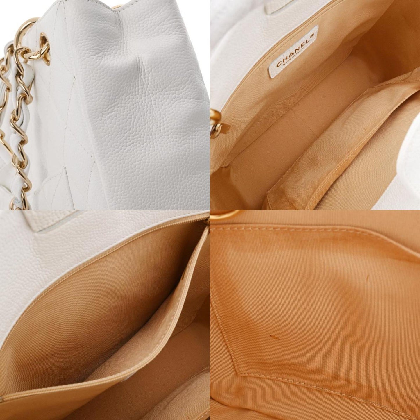 CHANEL PST White Women's Caviar Skin Tote Bag