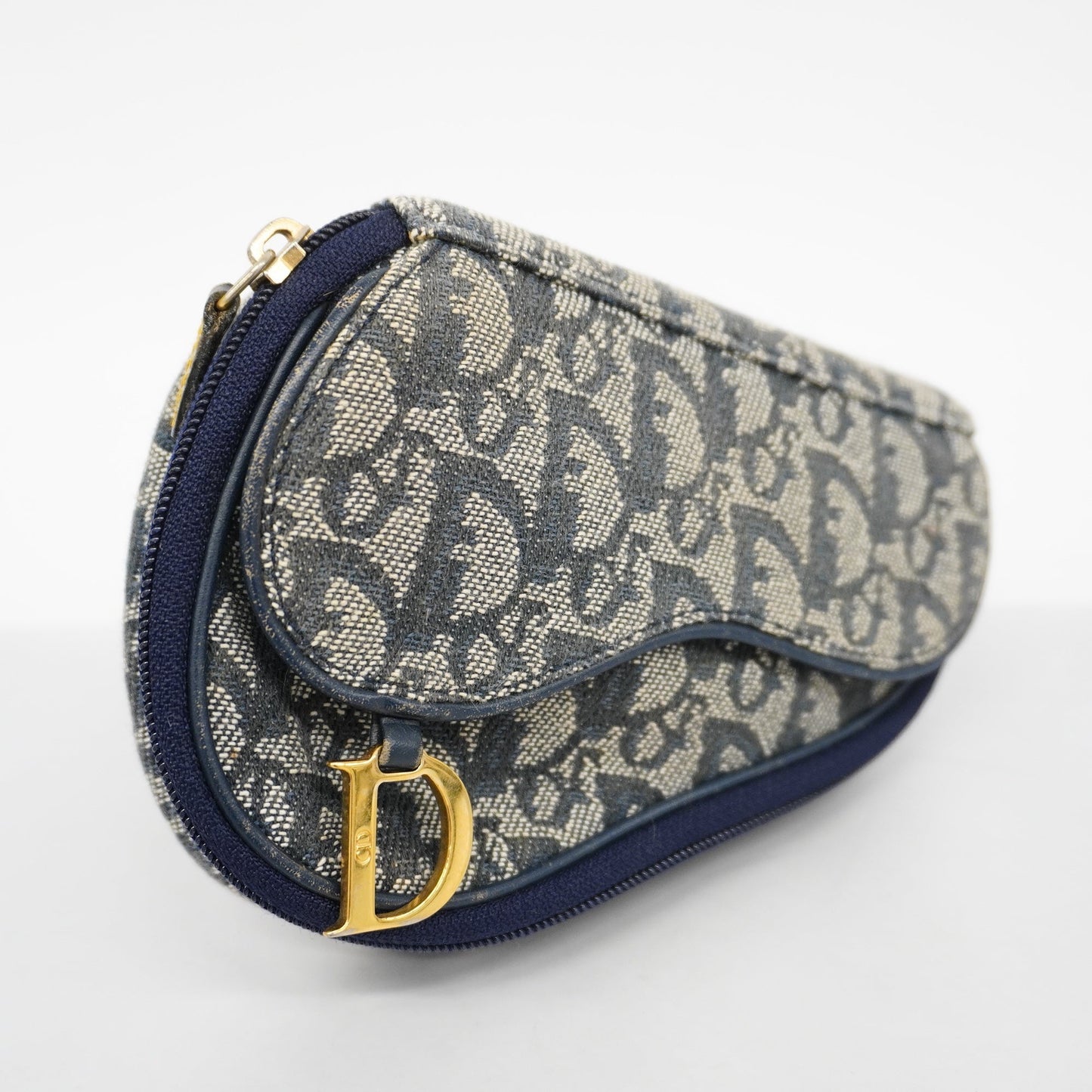 CHRISTIAN DIORAuth  Trotter Saddle Pouch Women's Canvas Pouch Navy