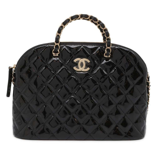 Chanel handbag, matelasse, coco mark, patent, AS3969, CHANEL, 2way chain shoulder, black