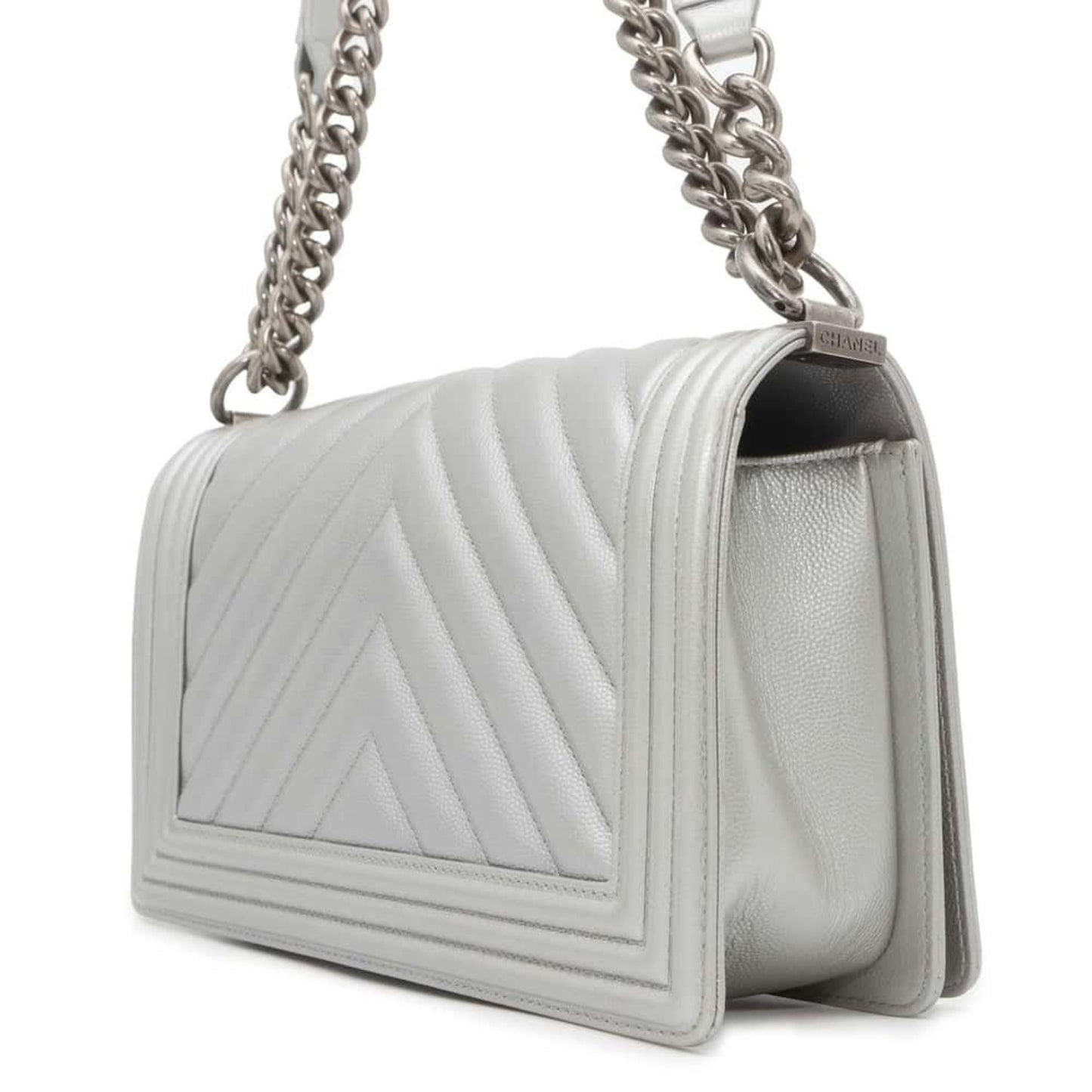 Chanel Chain Shoulder Bag Boy Chevron Caviar Skin A67086 CHANEL V Stitch Women's