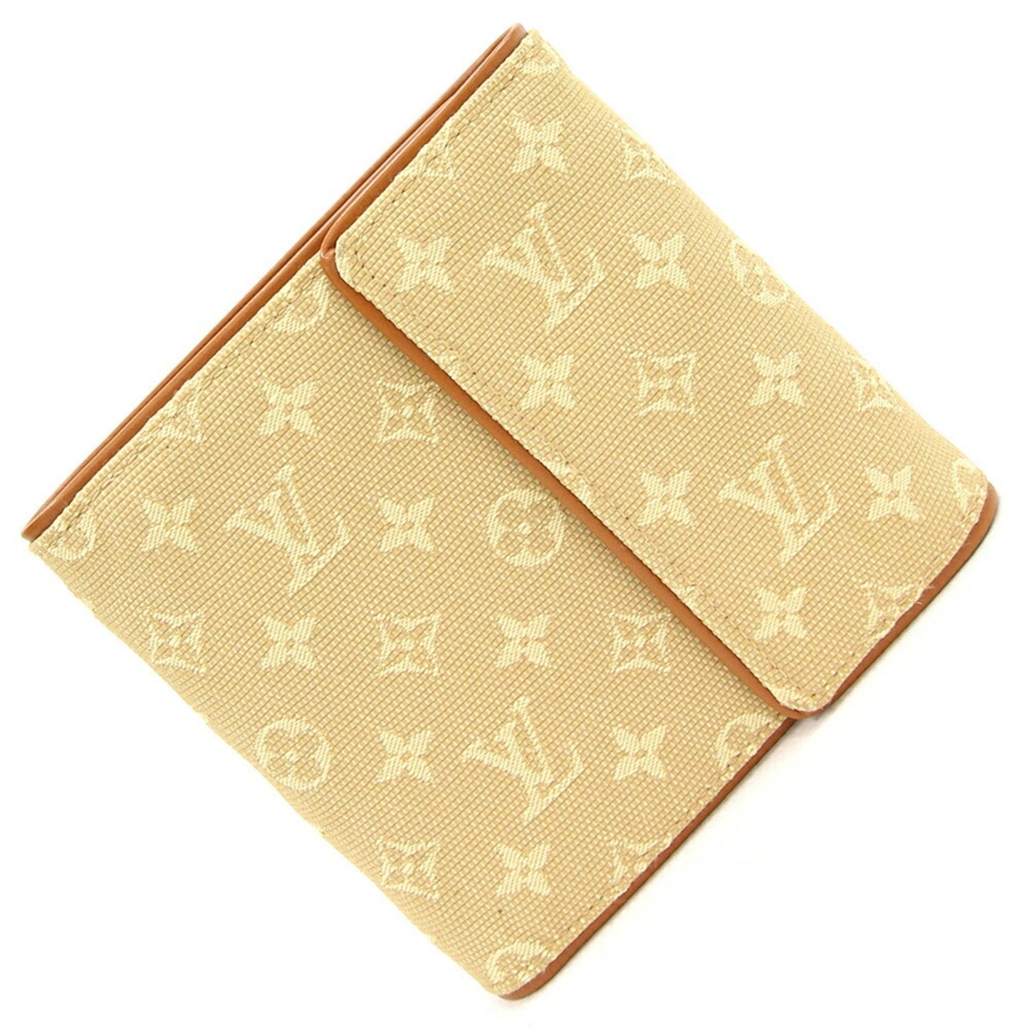 LOUIS VUITTON Trifold Wallet Monogram Porte Bier Cult Credit Monet M92441 Beige Black Ladies