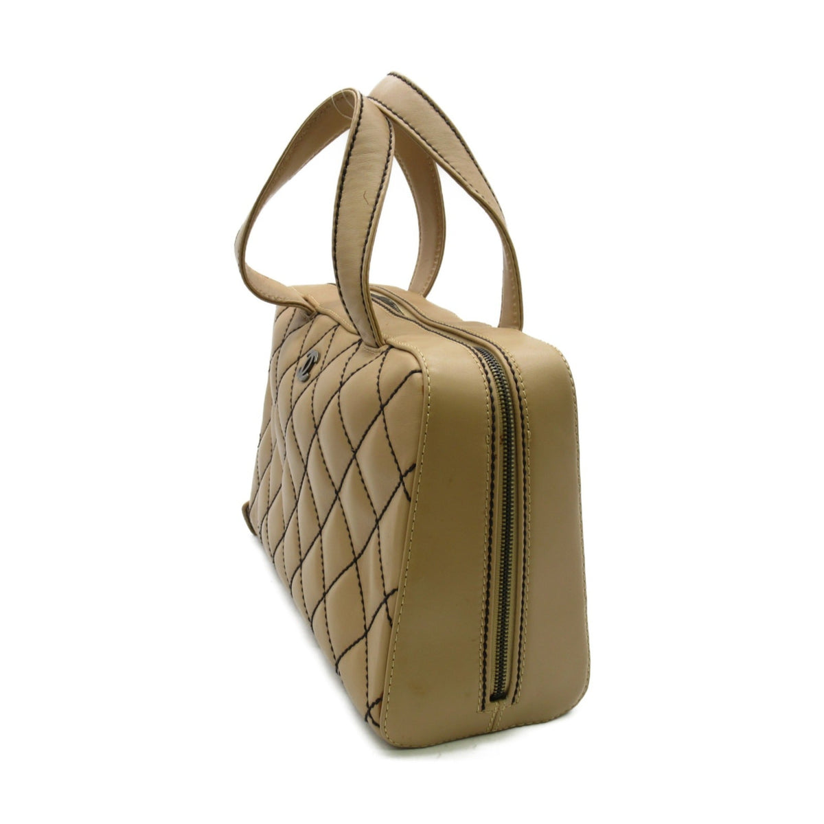 CHANEL Wild Stitch Handbag Beige leather
