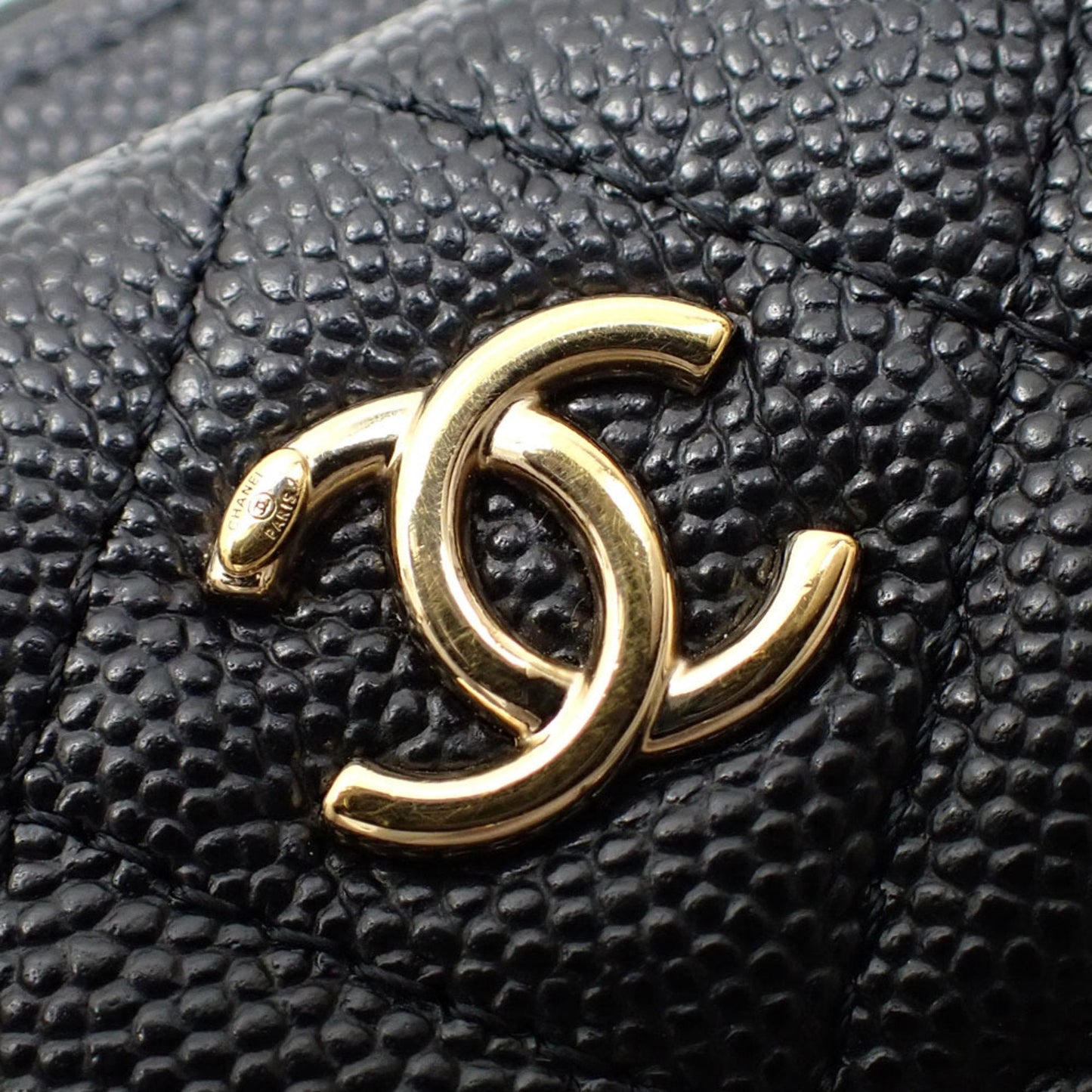 Chanel Round Long Wallet Matelasse Women's Black Caviar Skin AP1139 Coco Mark 2020 Cruise Collection