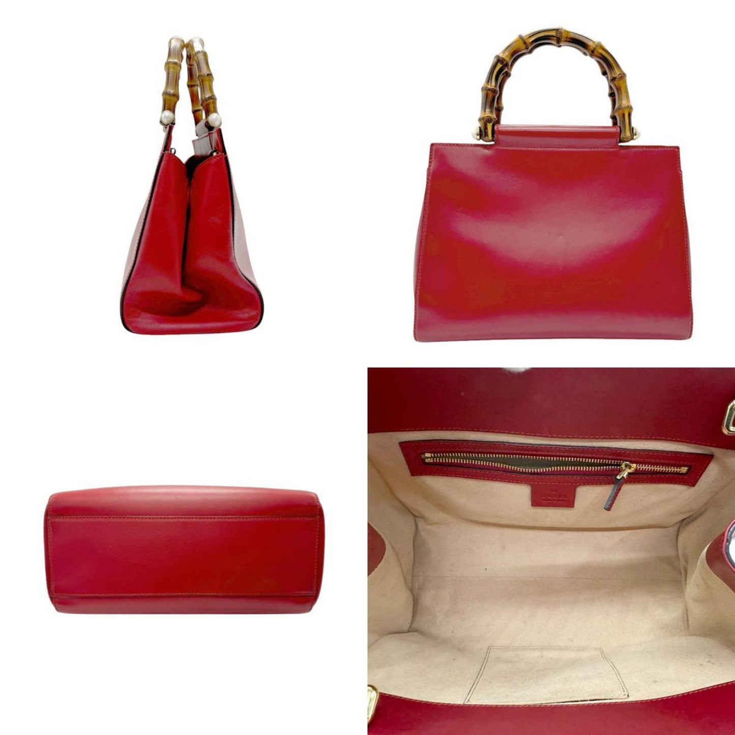 Gucci Red Color Leather Handbag Shoulder Bag