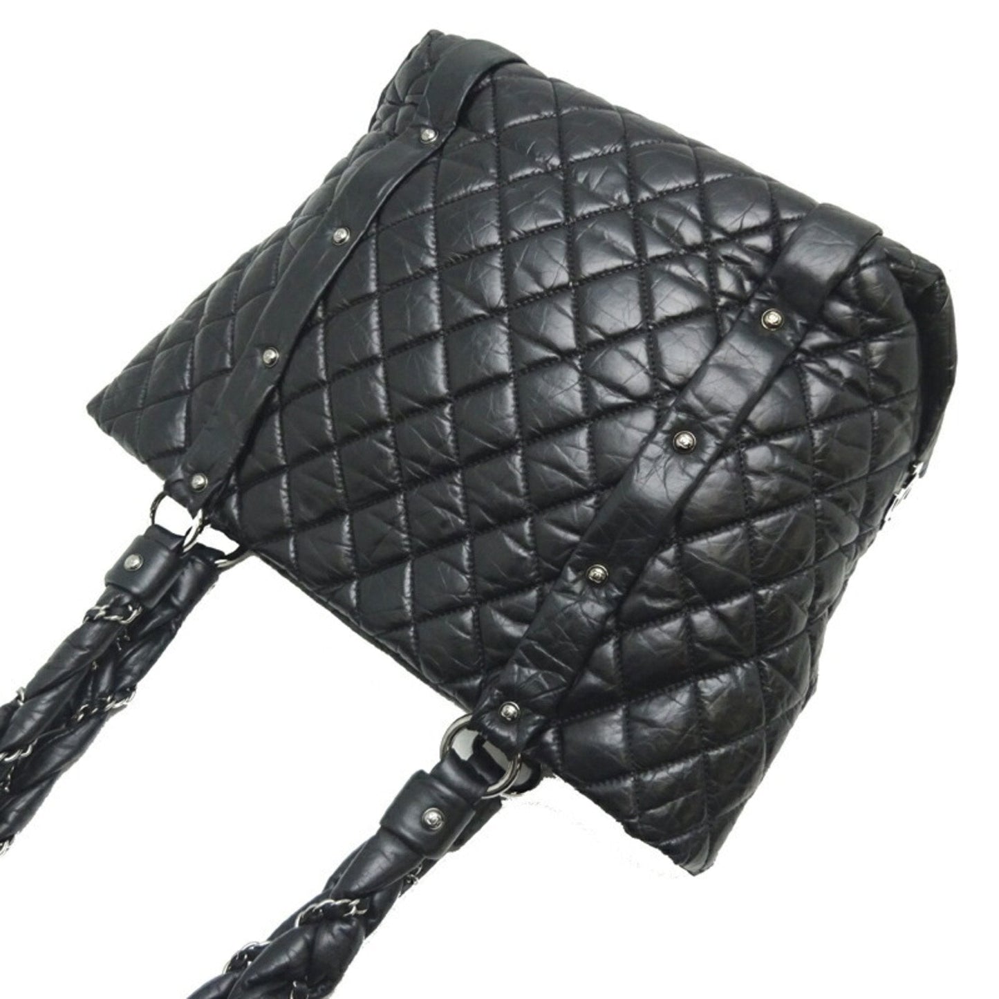 Chanel Bubble Quilted Leather Tote Bag Women's Shoulder Black