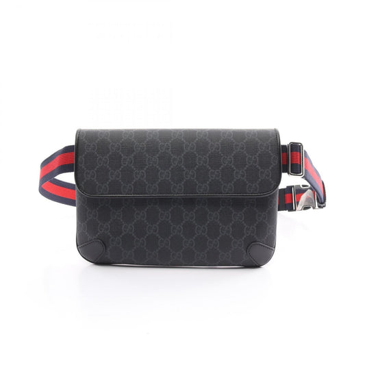 Gucci Black Gray Pvc Coated Canvas Leather Sling Bag ()