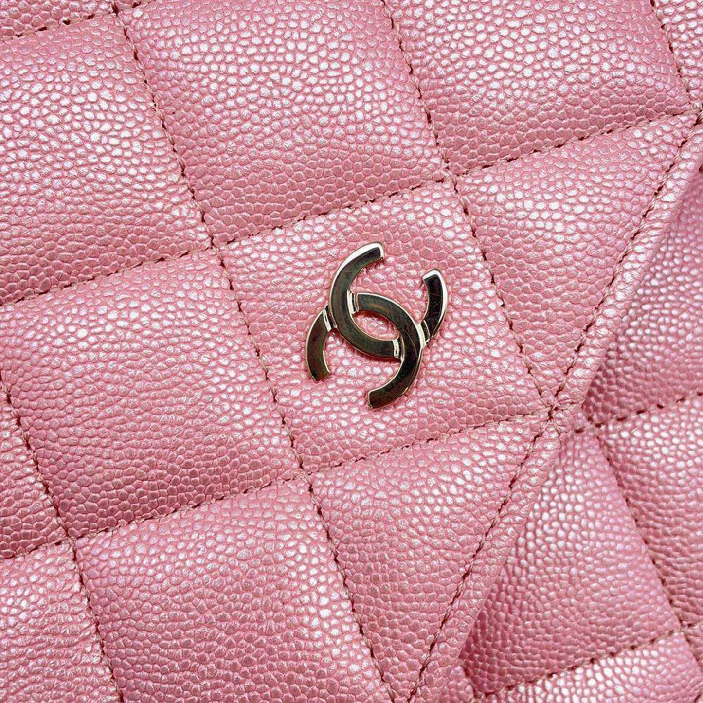 Chanel Chain Wallet Matelasse Coco Mark Caviar Skin A33814 CHANEL