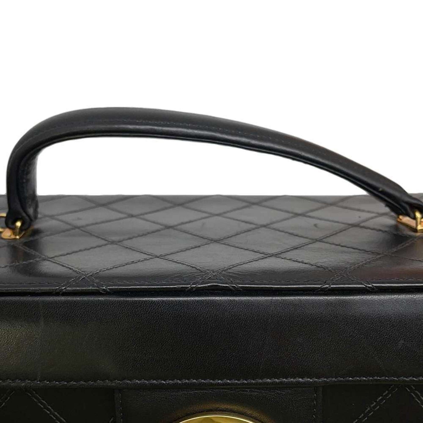 Chanel Vanity Bag Matelasse Coco Mark Bicolor Lambskin CHANEL 2way Shoulder Hand Black